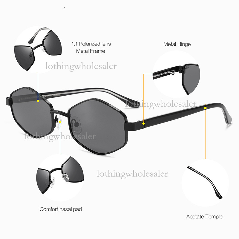 2026 Designer Glasses Luxury Board Diamond Metal Multi Sided Narrow Frame Sunglasses Fashion Anti UV Female Polarized Outdoor Glasses Wholesale