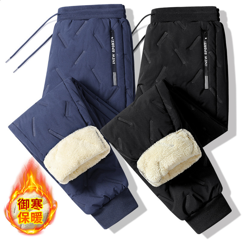 Mens Winter Outdoor Warm Cargo Pants with Diamond Pattern Stitching Insulated for Cold Weather Thickened 251126