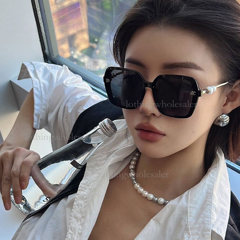 2026 Chanel Style Camellia Pearl Luxury Designer Sunglasses Fashion Luxury Polarized Women's Internet Celebrity Sunshade Outdoor Glasses Sports C
