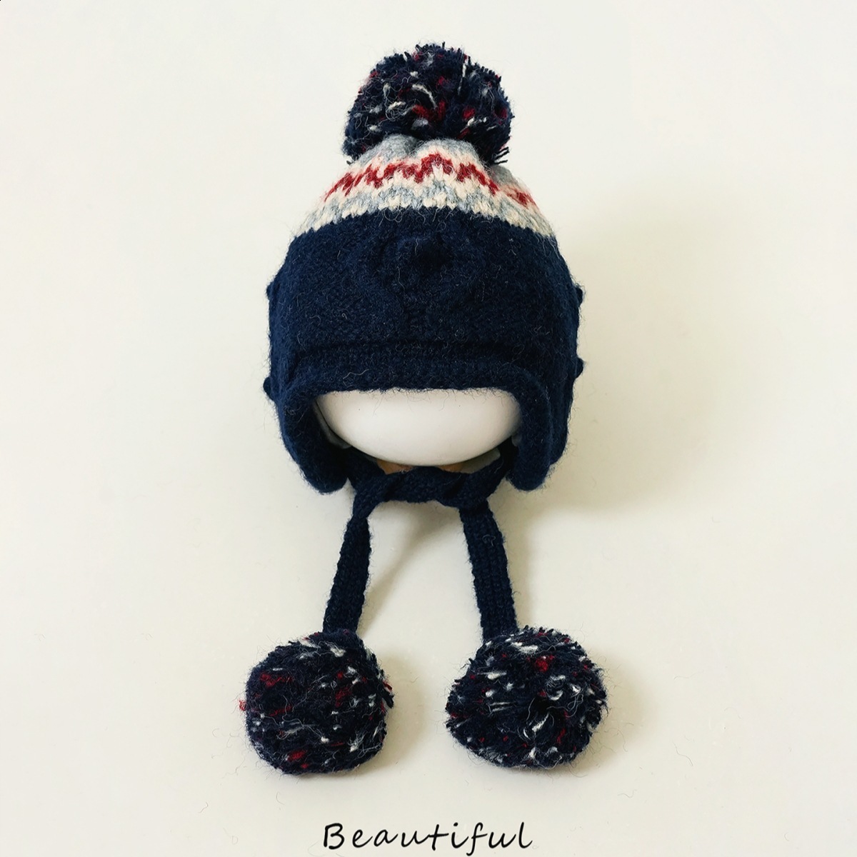 Connectyle Cute Toddler Girls Warm Winter Skull Hats Fleece Lined Flower Knit s Earflaps Hat With Pom-Pom 240808