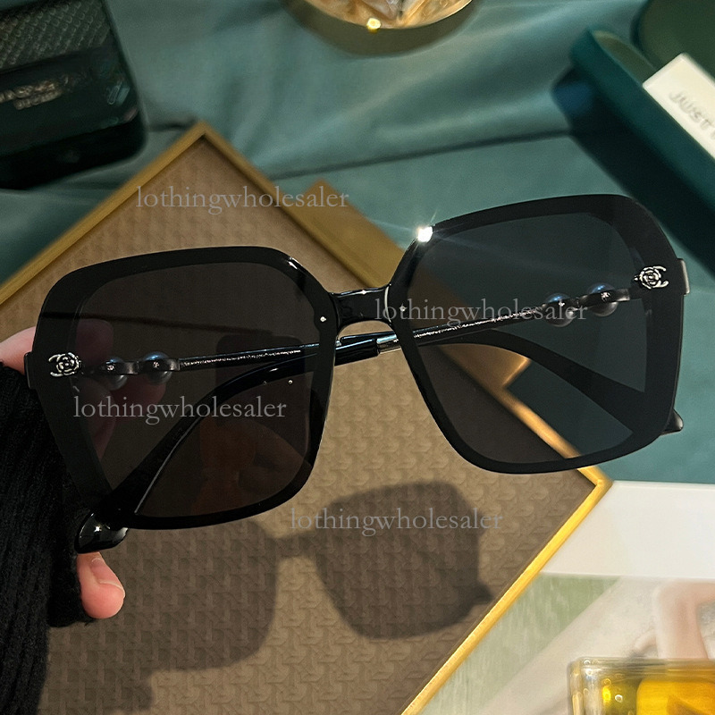 2026 Chanel Style Camellia Pearl Luxury Designer Sunglasses Fashion Luxury Polarized Women's Internet Celebrity Sunshade Outdoor Glasses Sports C