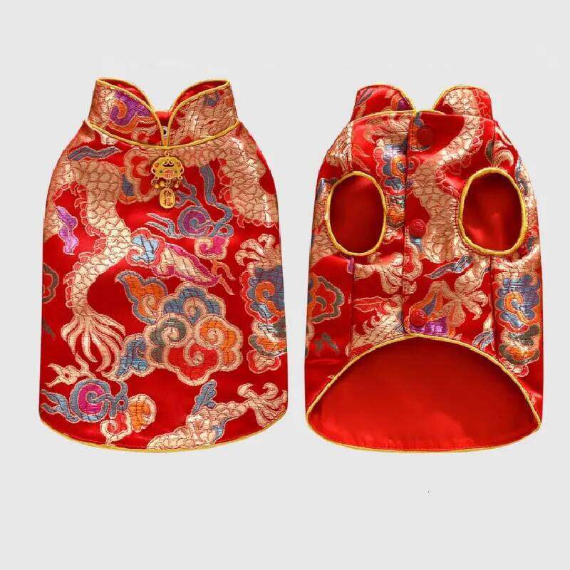 Famous brand Chinese New Year Dog Clothes Tang Suit Cheongsam Cat Puppy Yorkie Pomeranian Poodle Bichon Schnauzer Clothing Pet Vest Apparel pupakaIK