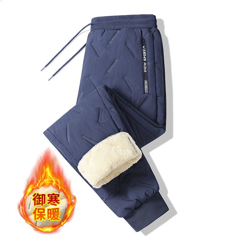 Mens Winter Outdoor Warm Cargo Pants with Diamond Pattern Stitching Insulated for Cold Weather Thickened 251126