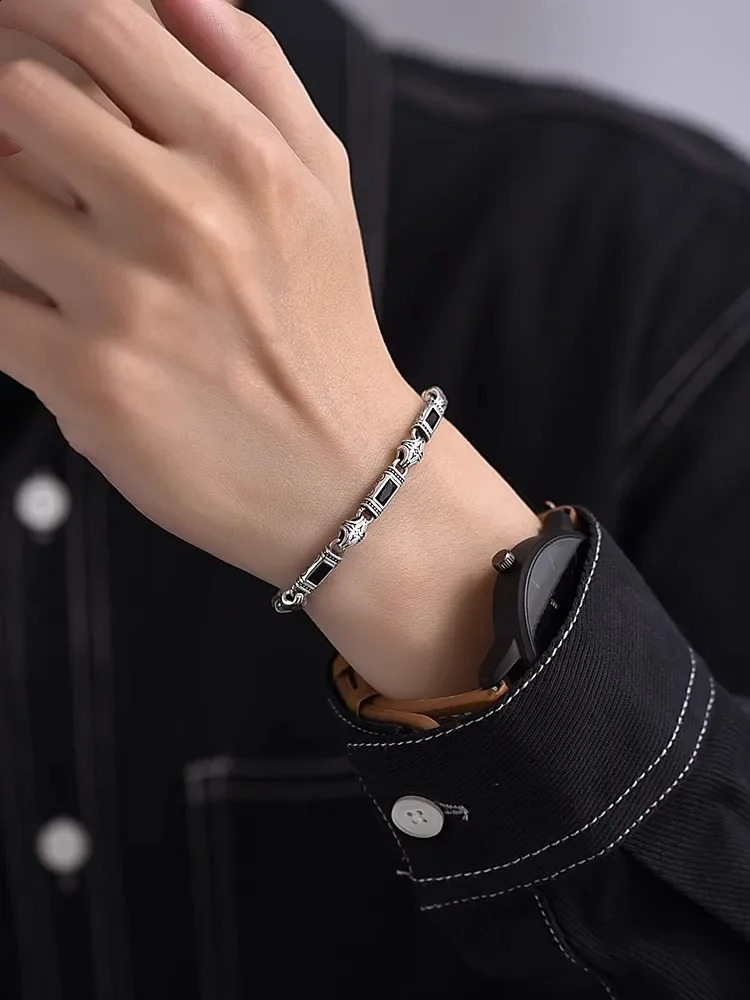 Tang Grass Pattern Silver Color Bracelet for Men and Women Fashion Trkiye Style Handwear Jewelry 260202