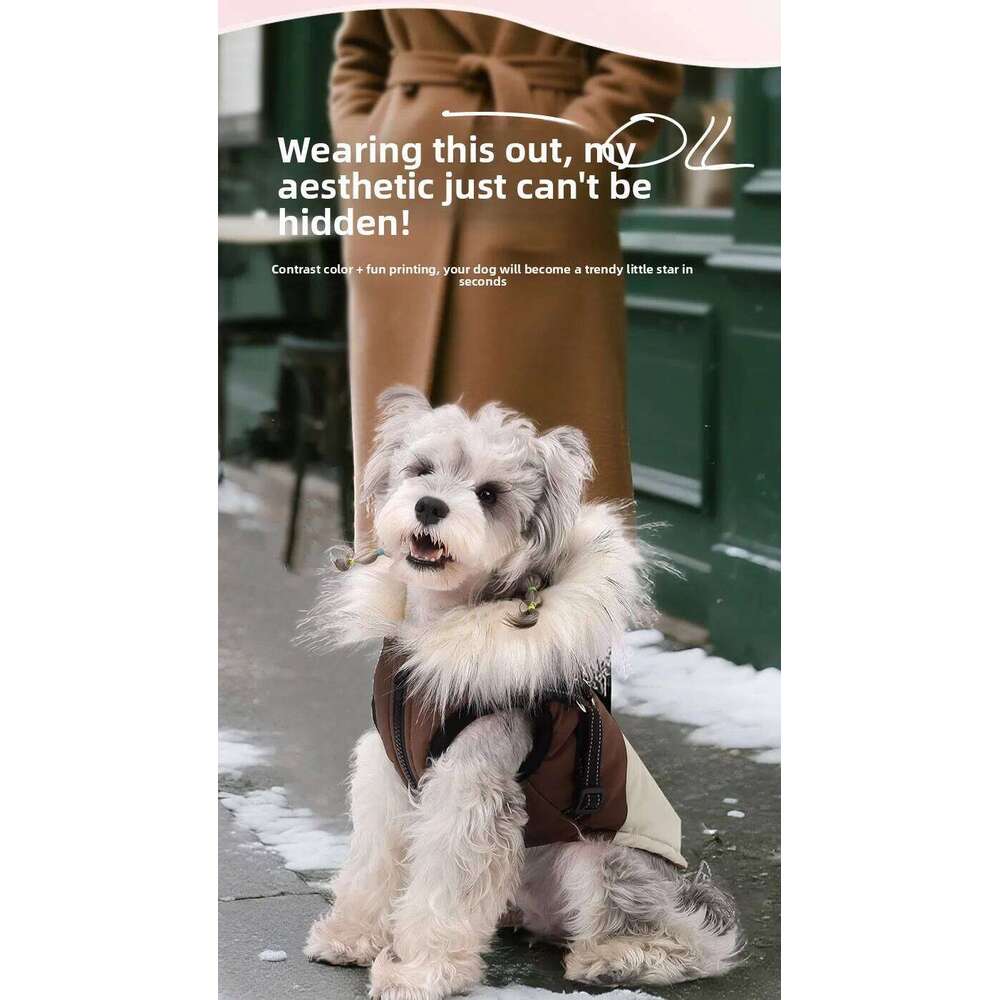 Famous brand Autumn and winter new clothes outdoor puppy hooded fleece cold proof jacket pet dog teddy bear vest pupakaIK