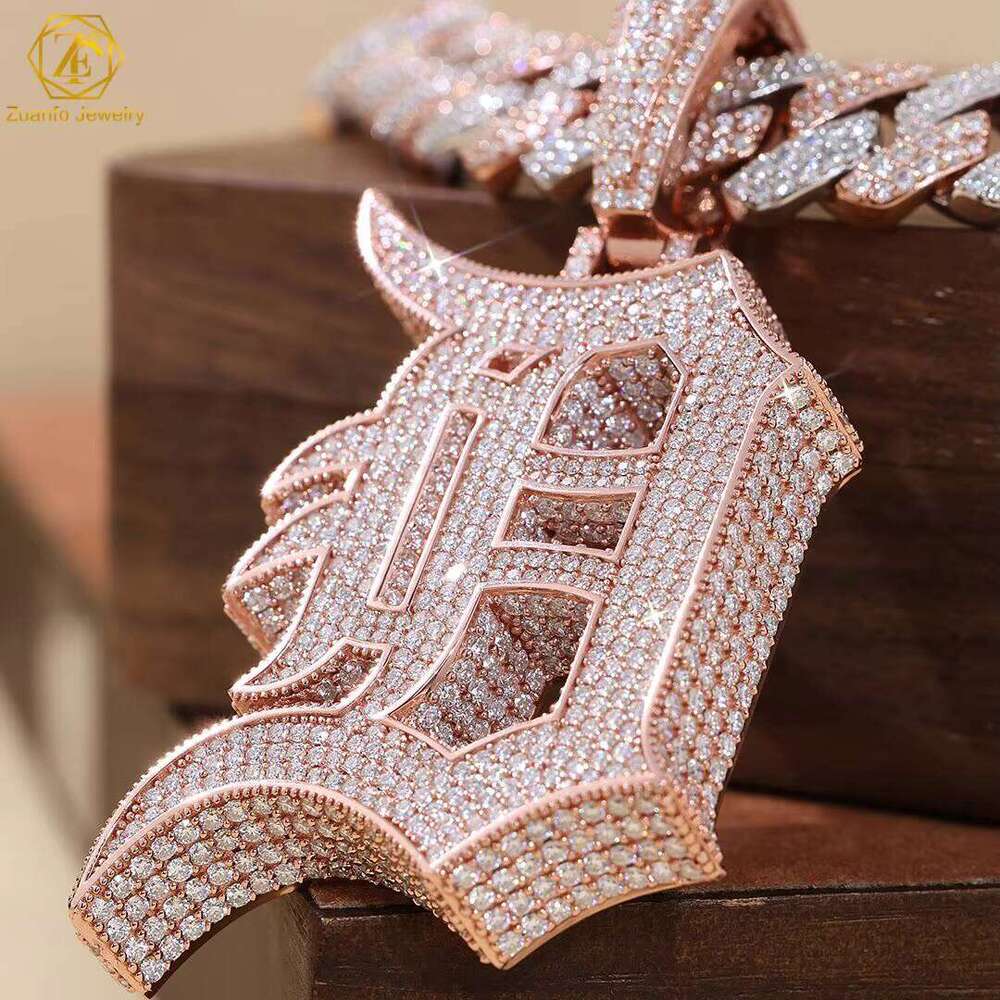 Factory Direct Customizable Moissanite Pendant Full Diamond VVS With 3D Custom Name Gold Plated Hip Hop Iced Jewelry For Men