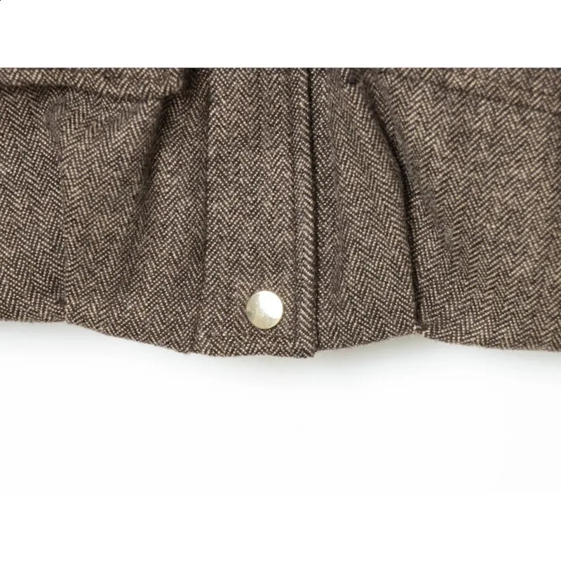 HipSeam Women Herringbone Balloon Jakcet Autumn Simple High Neck Zipper Pocket Pleated Hem Lady Coats Chic Female Tops 260126