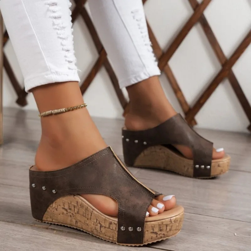 Fashion Woman Summer Shoes Sandals Wedge Sandal For Women Elegant Womens Sandals Slide Huaraches Female Women Heels Footwear 260305