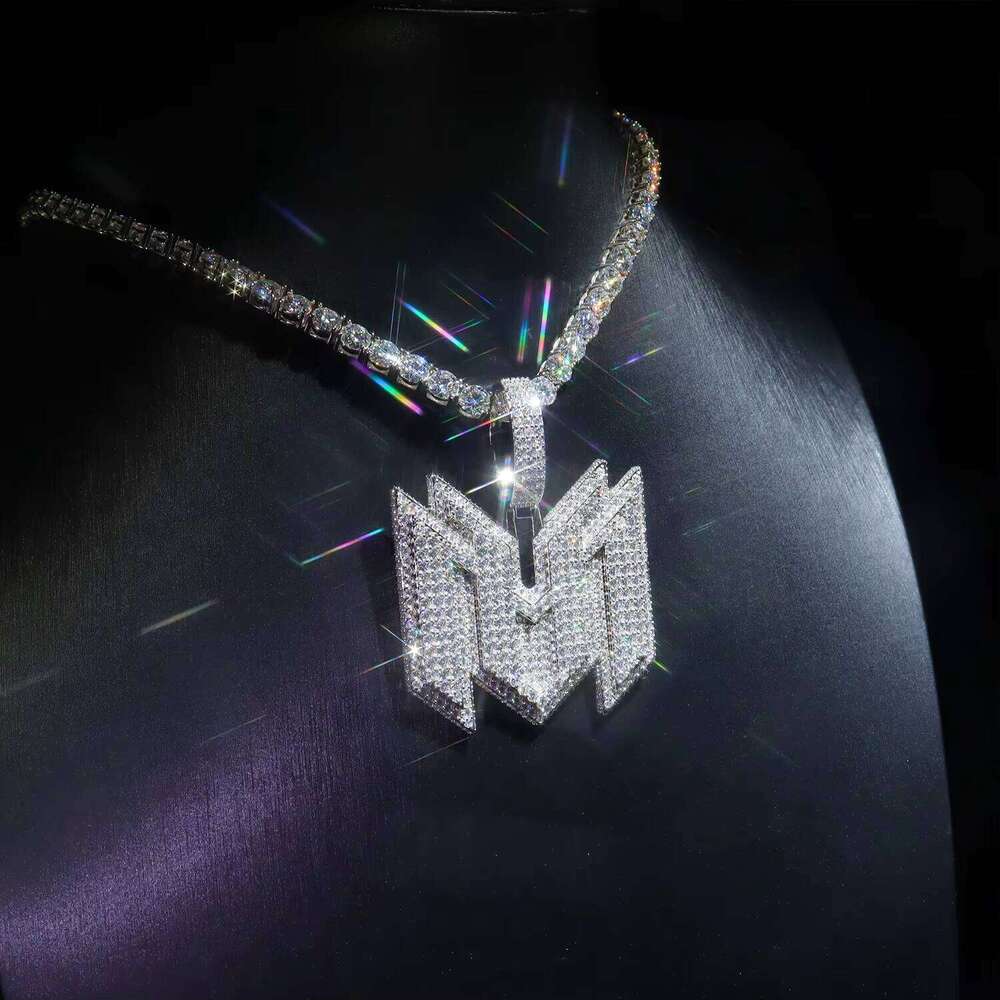 Moissanite Customized M-Shaped Quadrilateral Combined Double M Letter Pendant