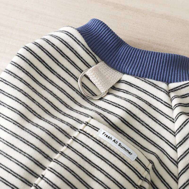 Famous brand Winter Warm Striped Dog Shirt Soft Fleece Lined Two Leg Sweater Small Dogs Cats Cozy Pullover Vest For Teddy Puppy pupakaIK