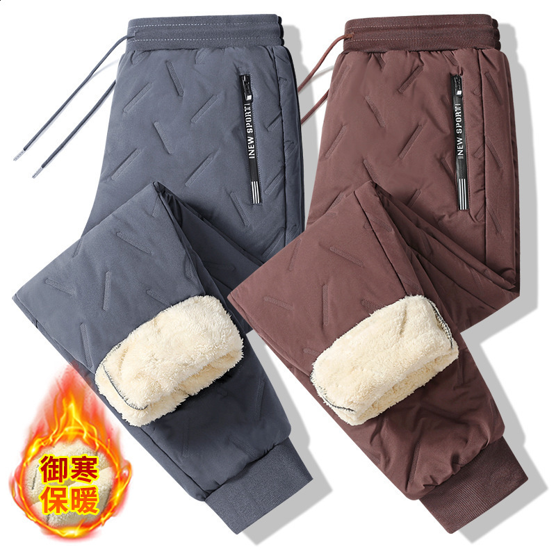Mens Winter Outdoor Warm Cargo Pants with Diamond Pattern Stitching Insulated for Cold Weather Thickened 251126