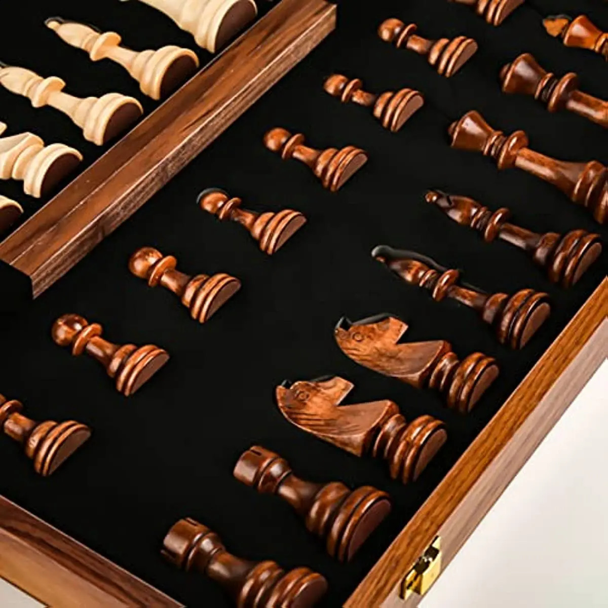 15 x Highend Folding Chess Set Top Grade Classic Handwork Solid Wood Pieces Walnut Chessboard Children Gift Board Game 260202