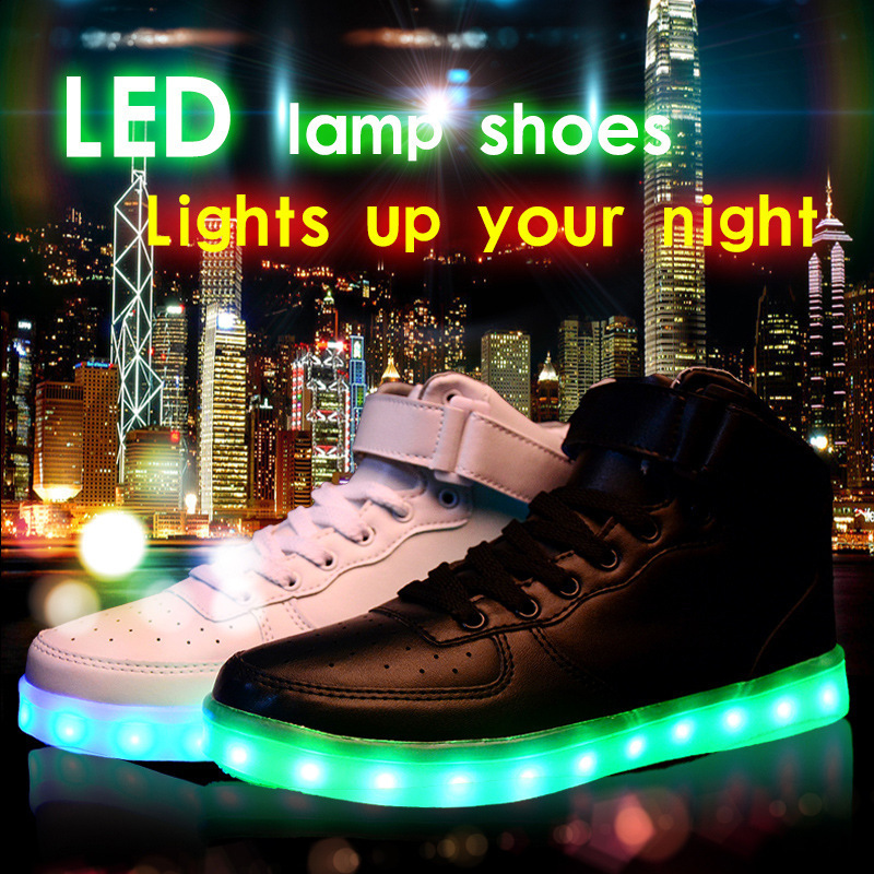 UncleJerry New LED Shoes Fiber Optic Shoes for girls boys men women USB Charging light up shoe for Adult Glowing Running Sneaker 201130