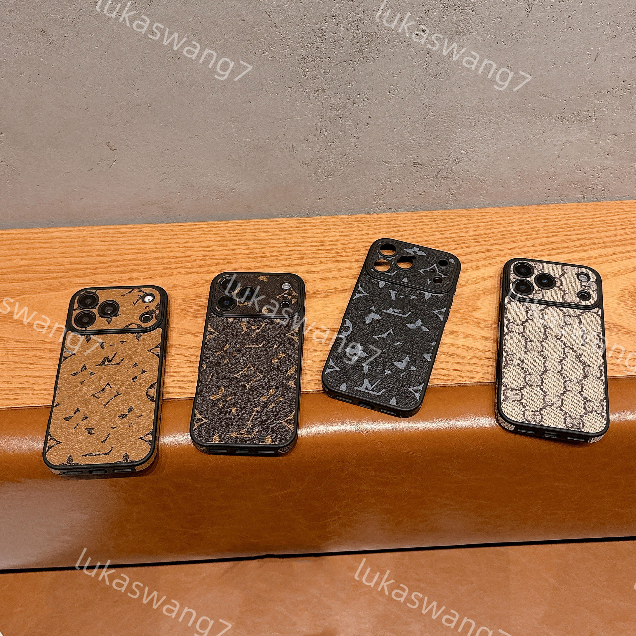 Luxury Designer Leather Phone Case Classic Monogram Retro Canvas Pattern Cover for iPhone 15 14 13 Pro Max