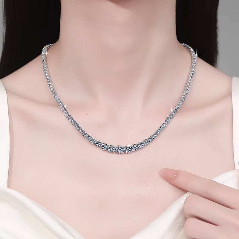 Luxury Hiphop Style S925 Sterling Silver Gradual Change Size VVs1 Moissanite Tennis Necklace of Women Men