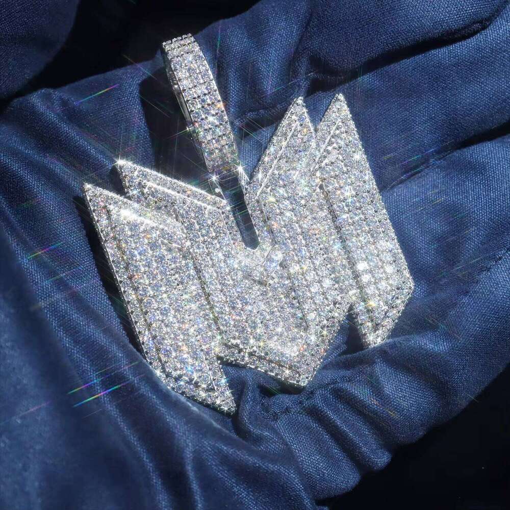 Moissanite Customized M-Shaped Quadrilateral Combined Double M Letter Pendant