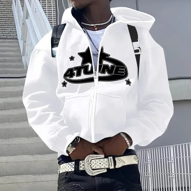 Zip Up Hoodies Cardigan Hooded Warmth Sweatshirt Aesthetics Letter Print Trend Casual Hip Hop Y2k Sweatshirts Mens Clothing 260311