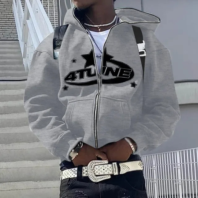 Zip Up Hoodies Cardigan Hooded Warmth Sweatshirt Aesthetics Letter Print Trend Casual Hip Hop Y2k Sweatshirts Mens Clothing 260311