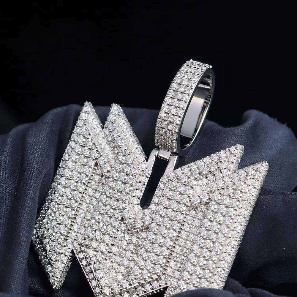 Moissanite Customized M-Shaped Quadrilateral Combined Double M Letter Pendant