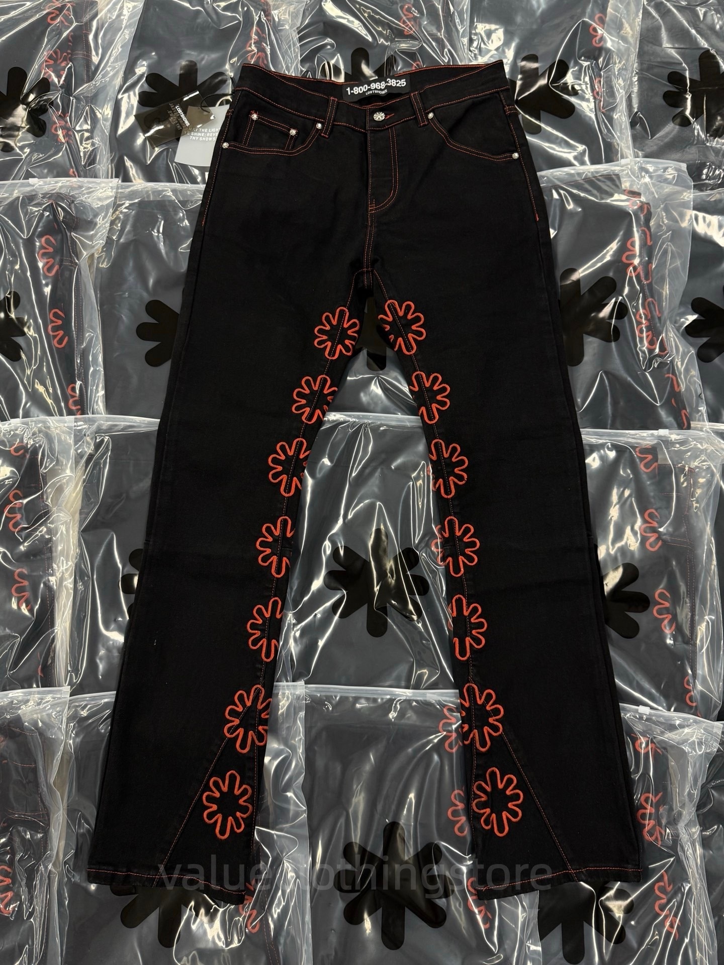10A Lost Shdws Jeans LostShdws Solid Designer Embroidery Flower Men Women Denim Pants Embroidery Flower Logo Trousers