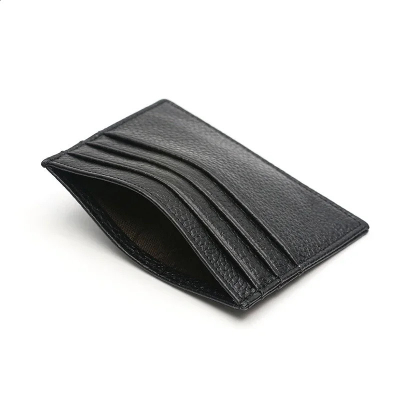 Women Men ID Card Wallet Thin Genuine Leather ID Card Holder Bags Solid Color Bank Credit Card Gift Multi Slot Slim Case 260202