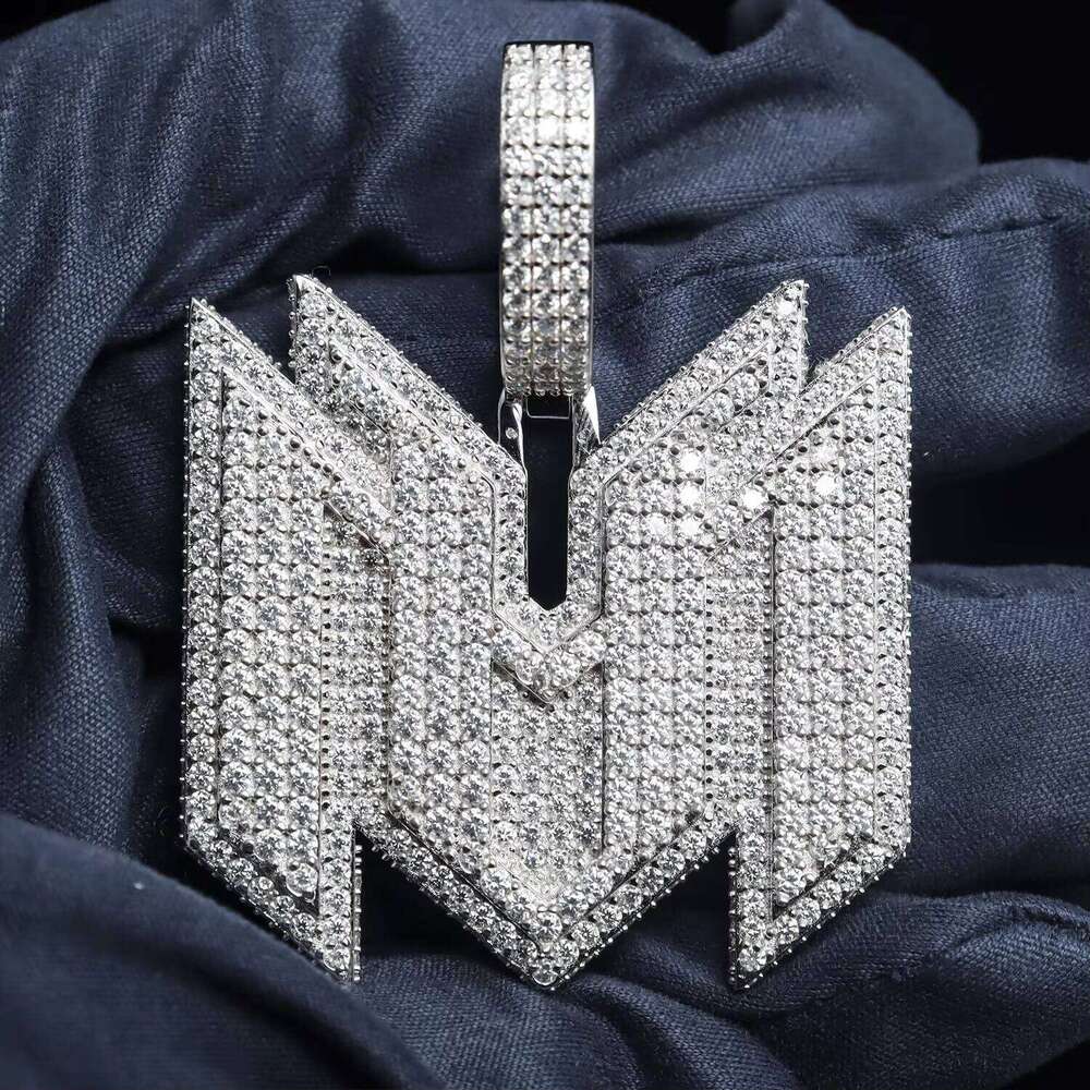 Moissanite Customized M-Shaped Quadrilateral Combined Double M Letter Pendant