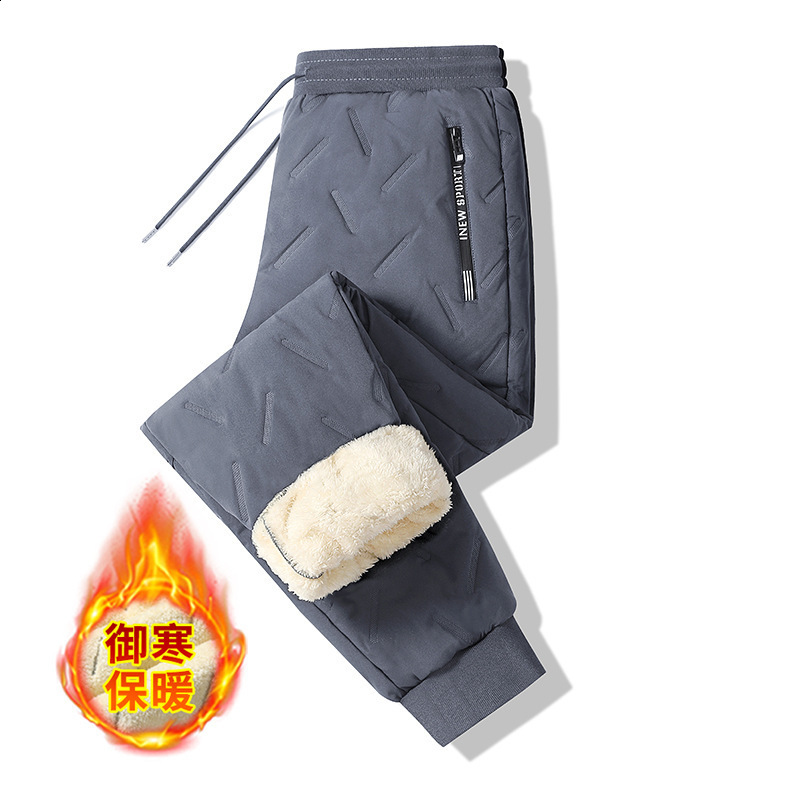 Mens Winter Outdoor Warm Cargo Pants with Diamond Pattern Stitching Insulated for Cold Weather Thickened 251126