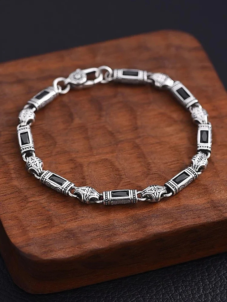 Tang Grass Pattern Silver Color Bracelet for Men and Women Fashion Trkiye Style Handwear Jewelry 260202