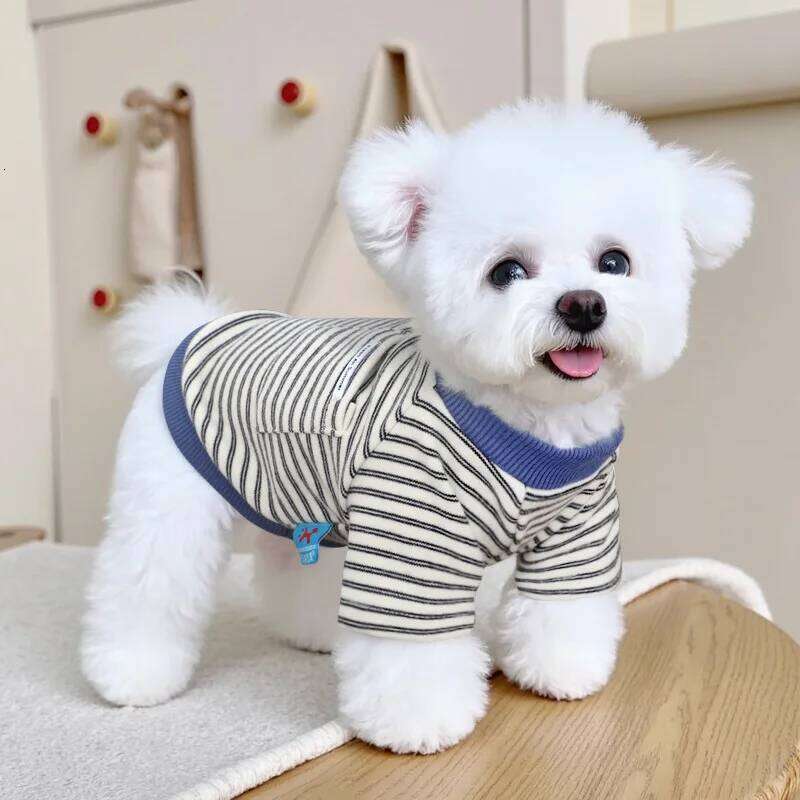 Famous brand Winter Warm Striped Dog Shirt Soft Fleece Lined Two Leg Sweater Small Dogs Cats Cozy Pullover Vest For Teddy Puppy pupakaIK