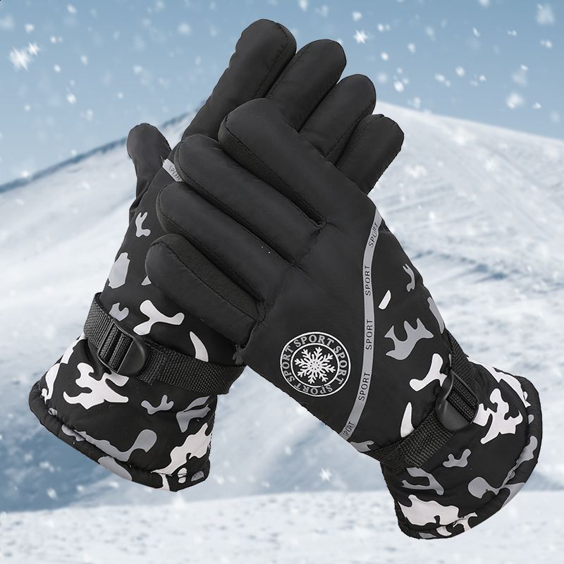 Cotton gloves with fleece lining thickened for winter cycling warm and windproof gloves for men suitable for motorcycles and electric scooters 230816