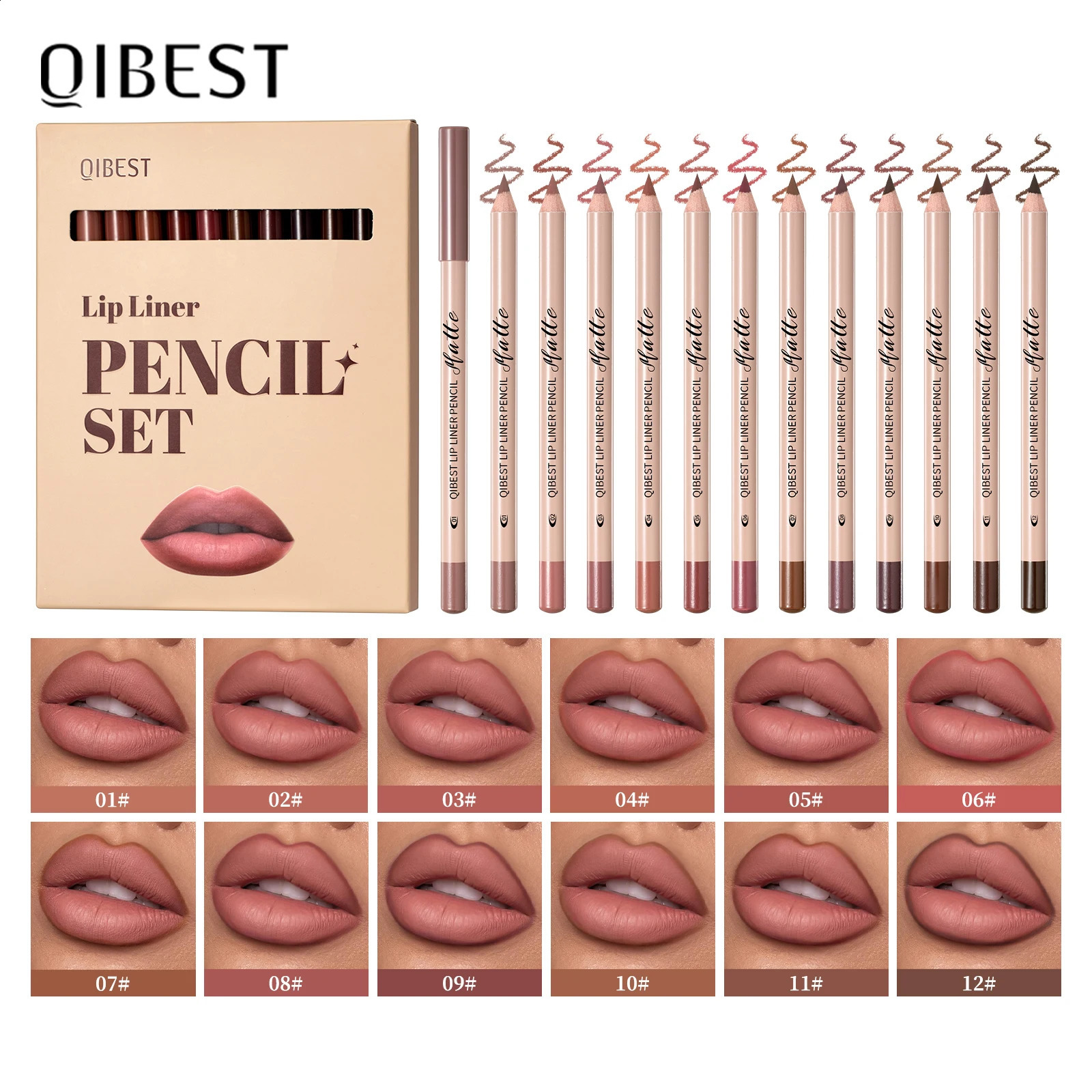 12Color Matte Lipstick Lipliner Set Nude Soft Matte Lip Liner Set Non-Drying Waterproof Plumping Outline The Lips Contour Makeup 260126