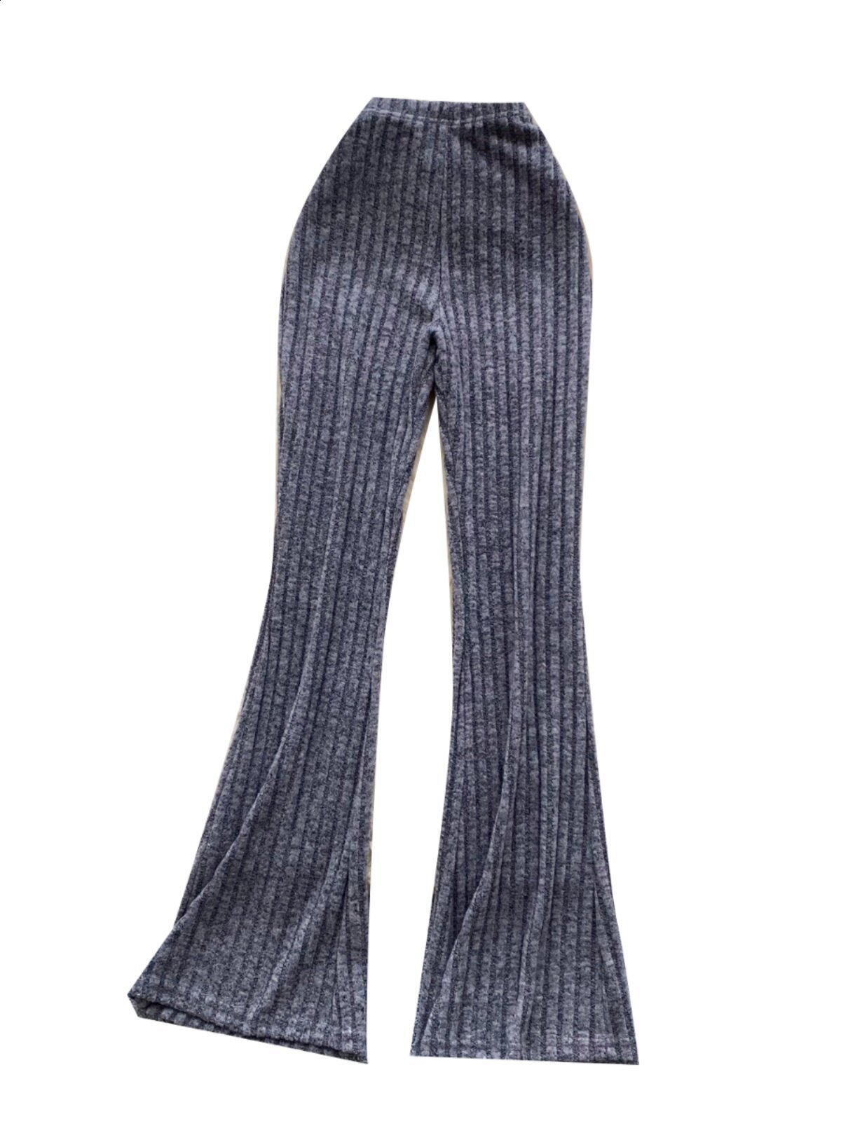 European and American hot girl style high-waisted slimming and height-enhancing wide-leg solid color temperament knitted long pants for winter 260209