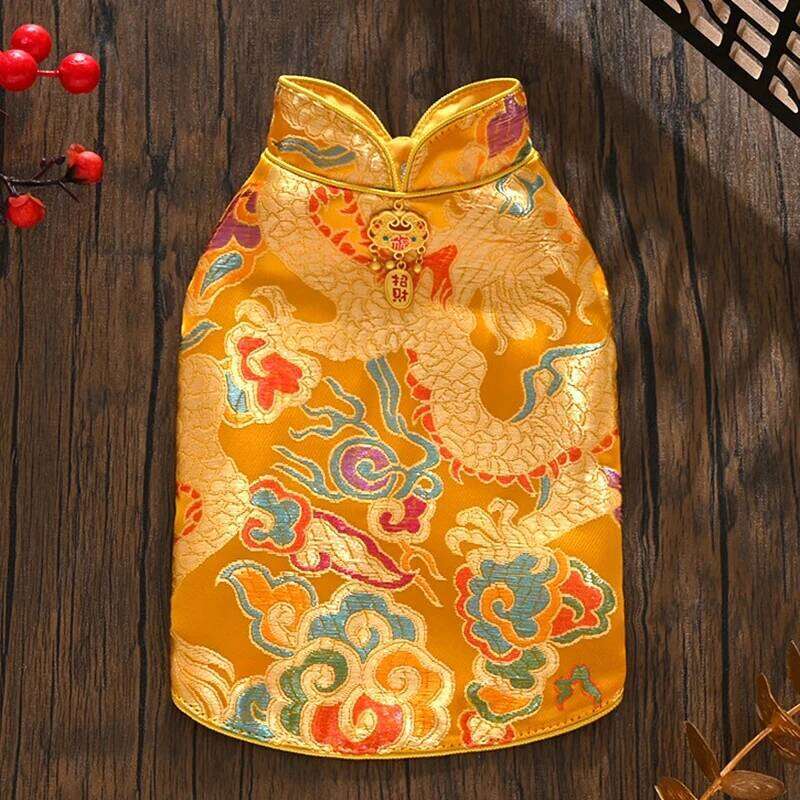 Famous brand Chinese New Year Dog Clothes Tang Suit Cheongsam Cat Puppy Yorkie Pomeranian Poodle Bichon Schnauzer Clothing Pet Vest Apparel pupakaIK