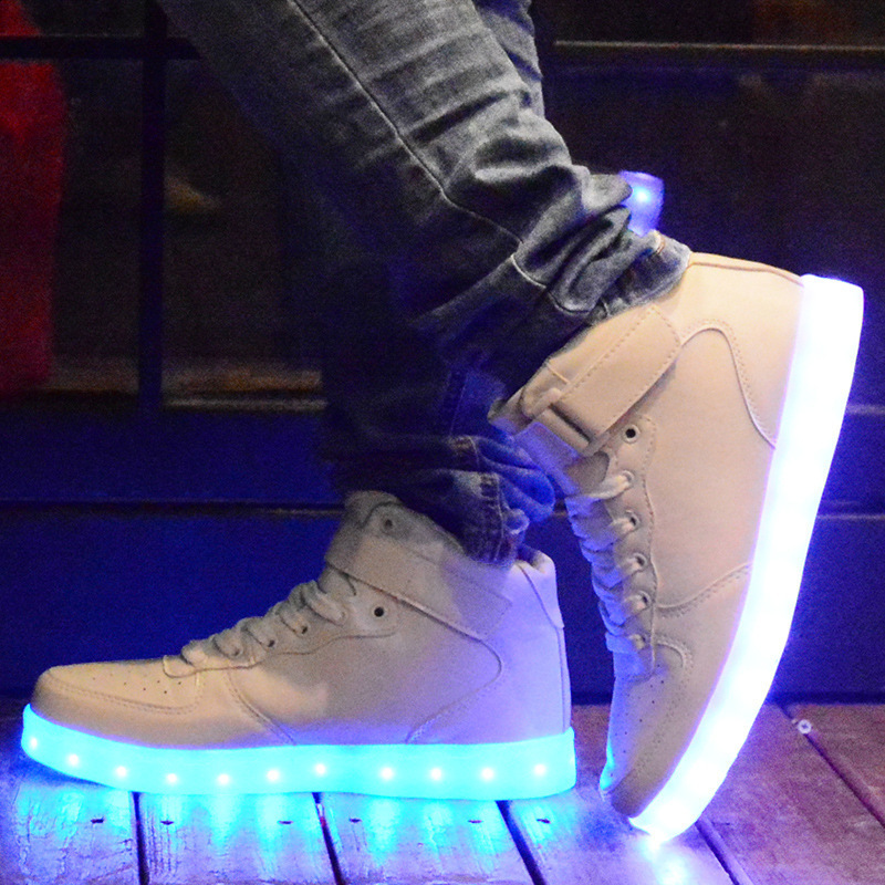 UncleJerry New LED Shoes Fiber Optic Shoes for girls boys men women USB Charging light up shoe for Adult Glowing Running Sneaker 201130