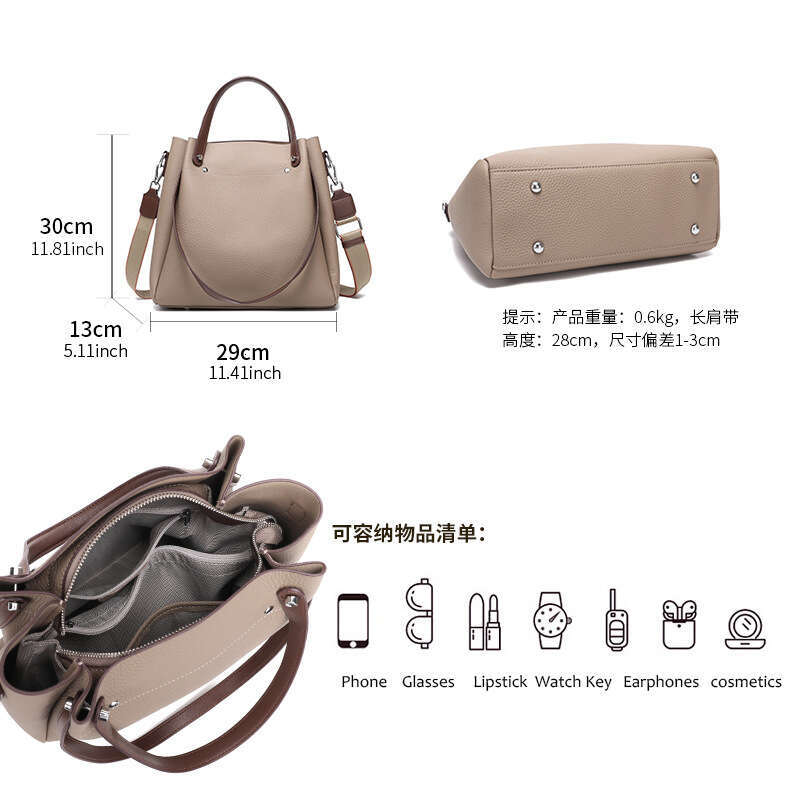 Luxury Shoulder Bags Totes Fashionable Cowhide Tote For Foreign Trade New Genuine Leather Women S Vintage Commuting Handbag Large Capacity Bag SENYY