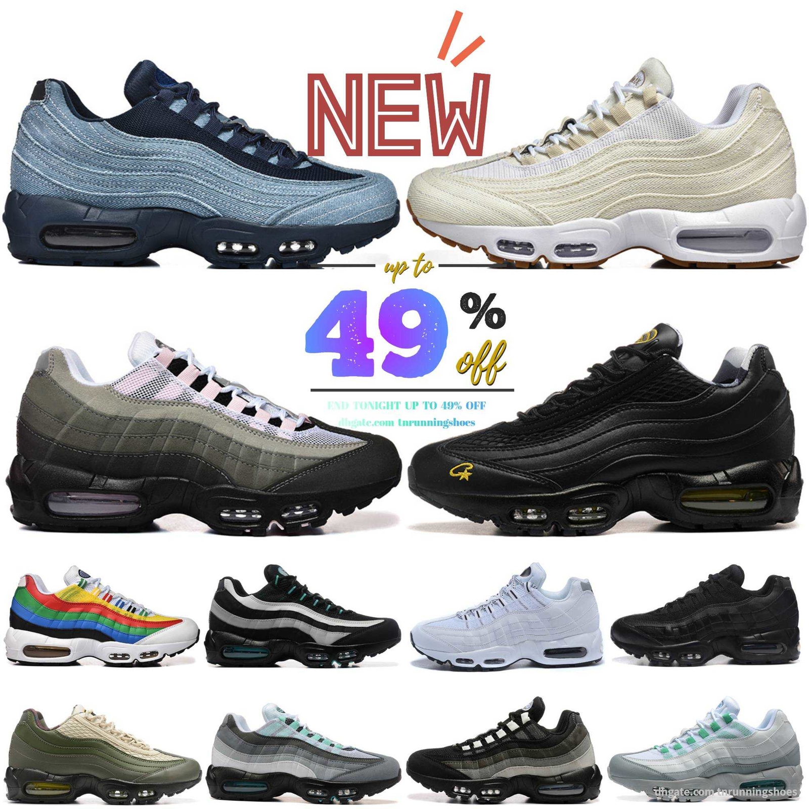 Mens 95 Top 95s Neon Running Shoes Triple Black White Silver Tour Yellow Aegean Storm Sequoia Pink Beam Cool Grey Olive Midnight Navy Men Trainers Sports Sneakers 40-46