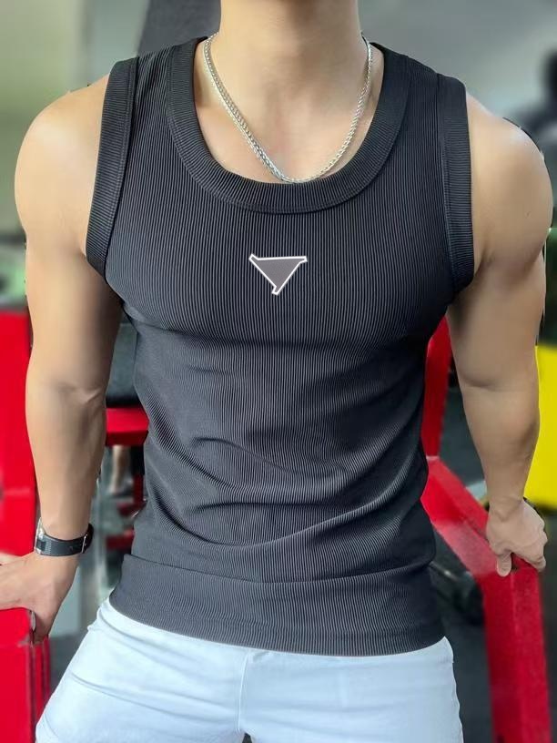 Summer Designer tank top men slim sports sweat-absorbent bottoming underwear black tank top fashion men's sports fitness vest clothing