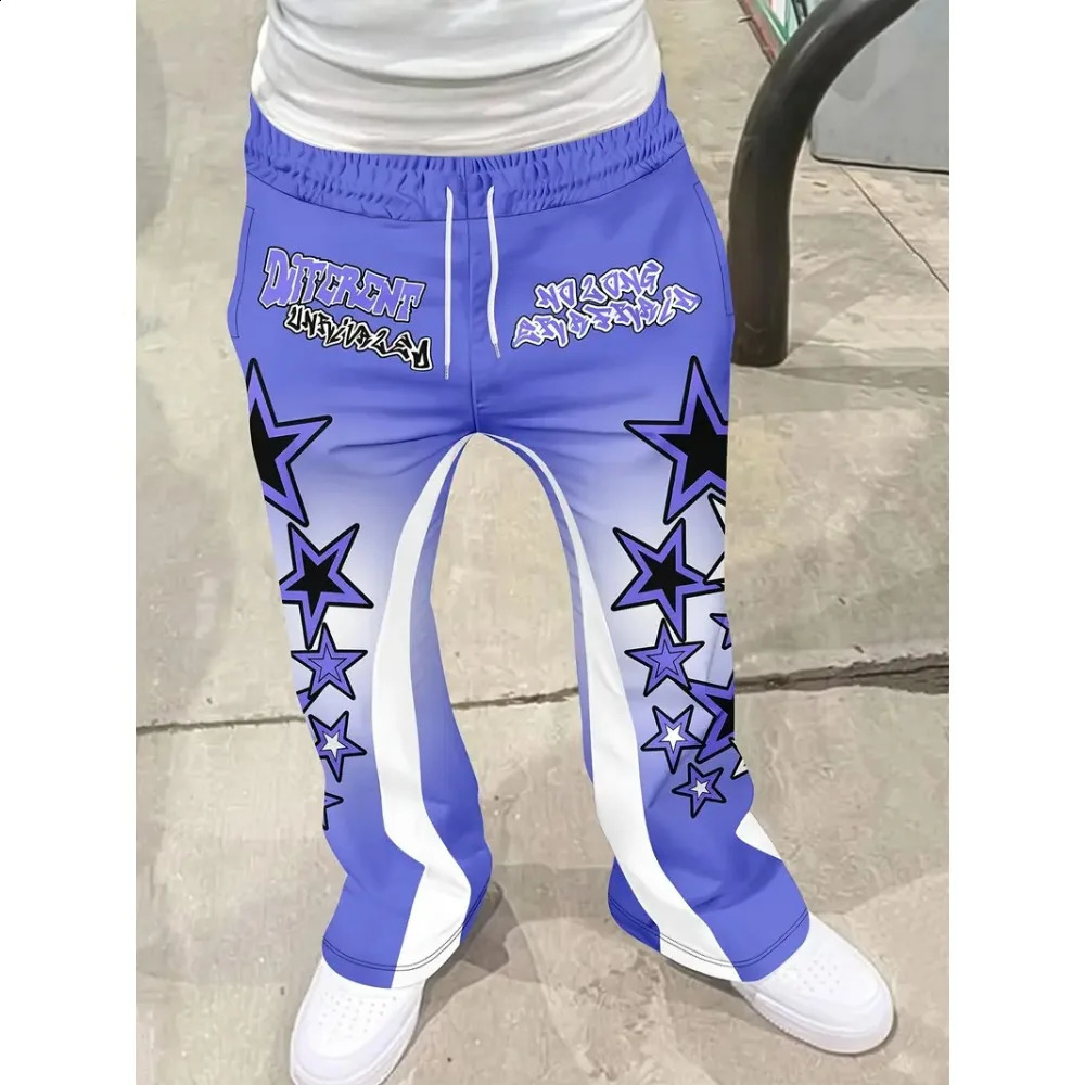 Mens Casual Street Style Trendy Cross Print Fashionable Slightly Flared Black and White Color-Block Sweatpants Men Pants 260209