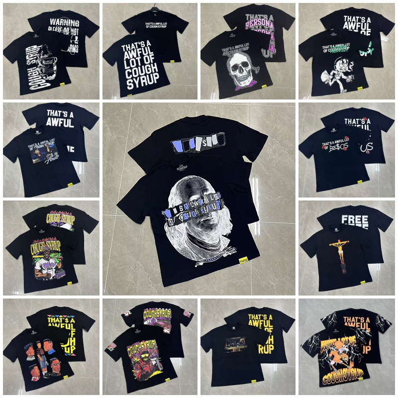 rhinestone alocs men shirt awful lot of caugh syrup shirt designer t shirt summer men t shirt fashion street shirts graphic tee y2k shirt hip hop shirts s--xl