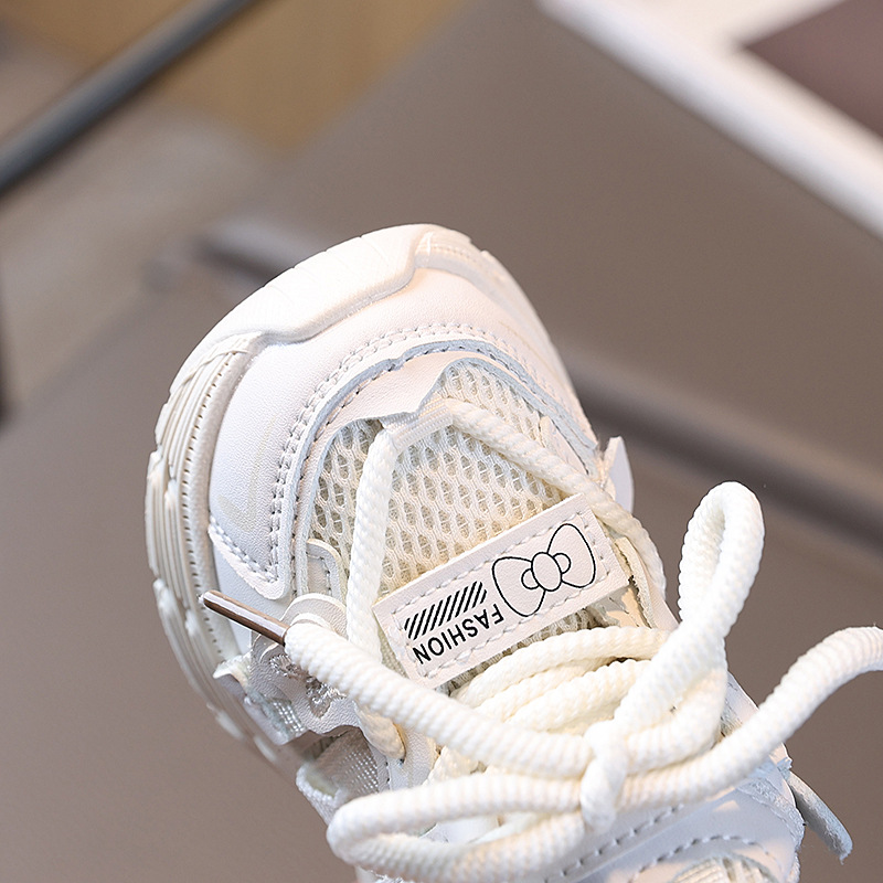 Childrens casual shoes childrens sports shoes suitable for girls pink white shoes mesh breathable running short Youth Sport Shoes Big Size 22-30