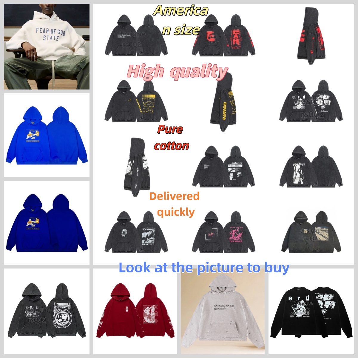 Enfants Riches Deprime Hoodie Erd Hoodie Designer Men's Hoodies Y2k Graphic Sweatshirts Mens Zipper Jacket Slogan Printed Loose Hoodie Graffiti Sweatshirt