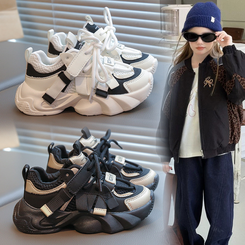 Free shipping Outdoor Kids Athletic shoes spring autumn children shoe Black boys girls sports breathable kid baby youth casual trainers toddlers infan