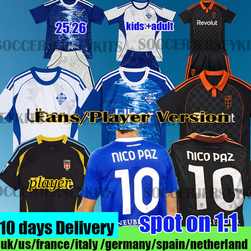 como 25 26 Soccer Jerseys NICO PAZ PERRONE VERDI BASELLI Fourth Special Men Kids football Jersey shirts Kit 2025 2026