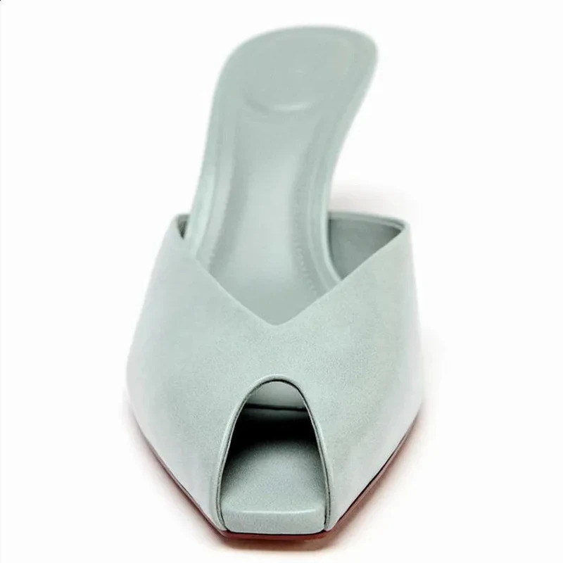 Sexy Peep Toe High Heel Slippers Women High Quality Patent Leather Thin Heel Slide Sandals Fashion Party Dress Shoe 260130