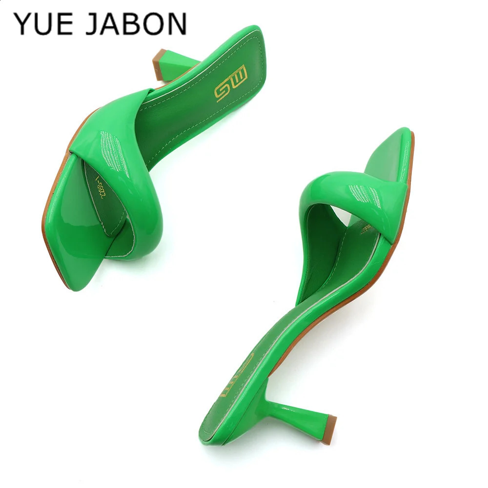 Black Red High Heel Slippers Women Open Toe Slingback Sandals Female Pumps Square Toe Summer Simple Heeled Sandals 260306