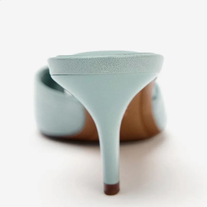 Sexy Peep Toe High Heel Slippers Women High Quality Patent Leather Thin Heel Slide Sandals Fashion Party Dress Shoe 260130