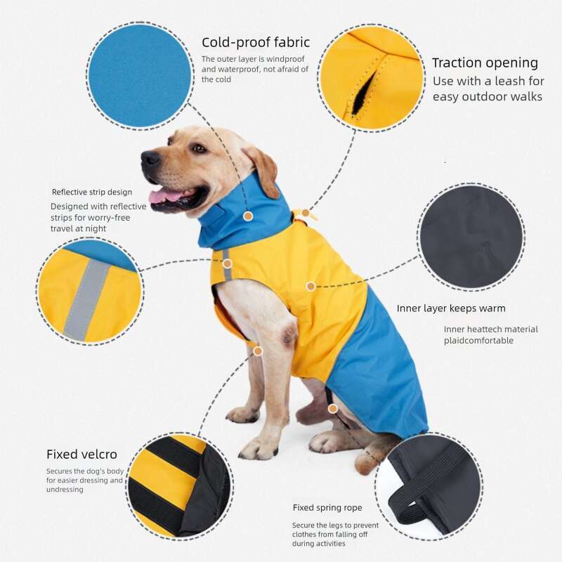Famous brand Cross border pet supplies raincoat color blocked clothing waterproof reflective dog apparel pupakaIK