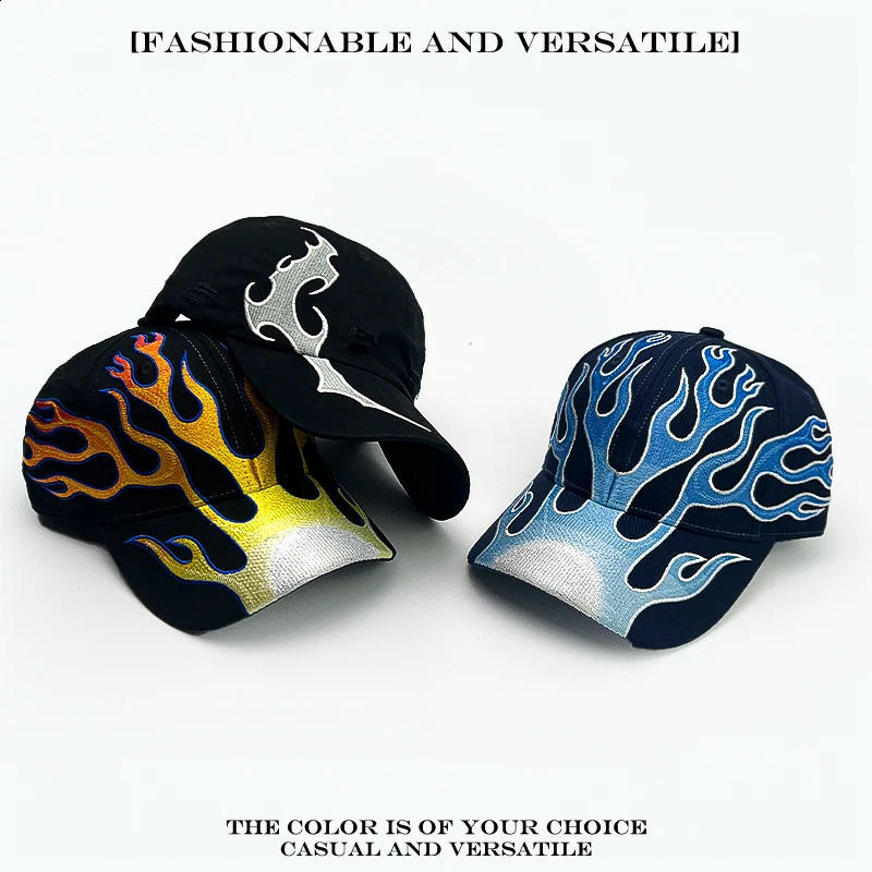 Sunshade Street Versatile Personal Peaked Caps Fashion ins Men Women American Letter Embroidery Flame Thorn Baseball Hats 260129