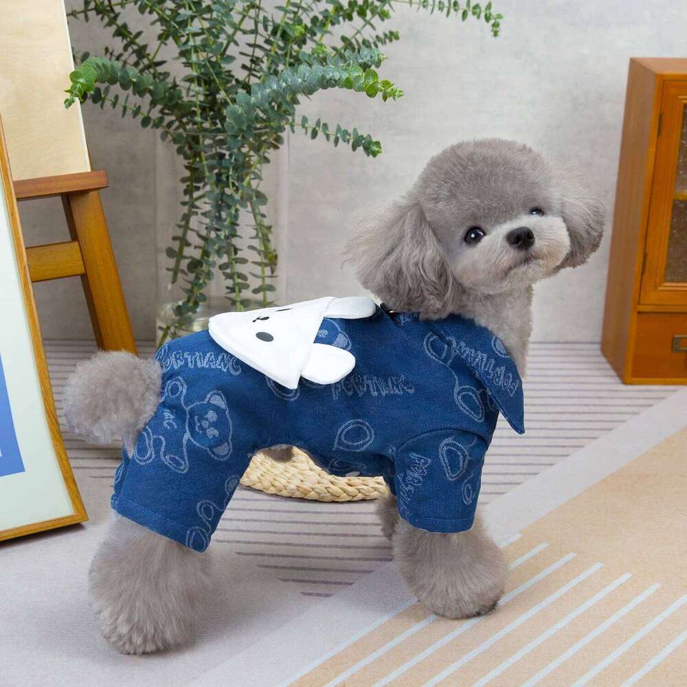 Famous brand PC Lot Winter Pet Clothes Warm Denim Jumpsuit for Small Dog Jeans Jacket Cotton Coat Chihuahua Outfits pupakaIK