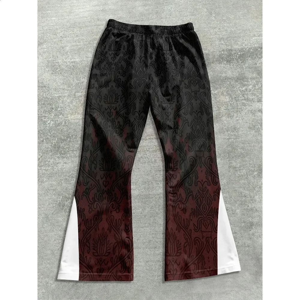 Mens Casual Street Style Trendy Cross Print Fashionable Slightly Flared Black and White Color-Block Sweatpants Men Pants 260209